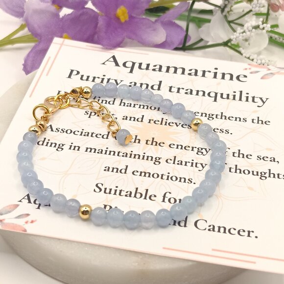 Minimalist Bracelet with Natural Aquamarine - Picture 9 of 12